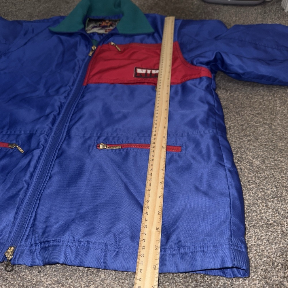 Vintage Nike Jacket Mens Medium Blue Red Ski Snow Windbreaker 90s YKK 95 - Picture 7 of 16